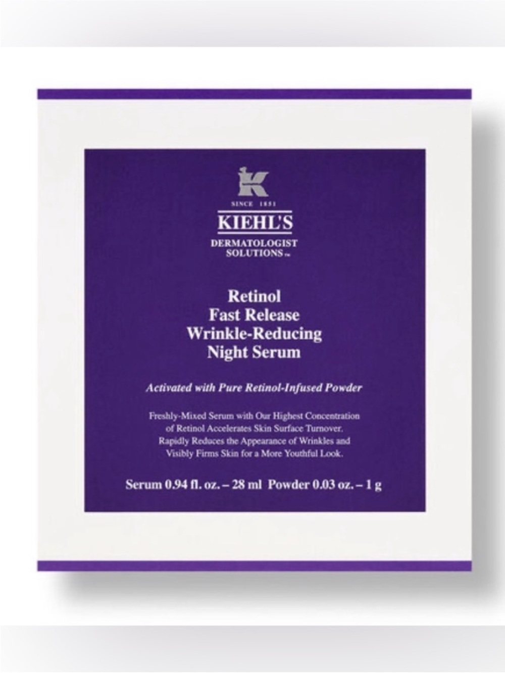 KIEHL'S Retinol fast release wrinkle reducing night serum $88 New in Box